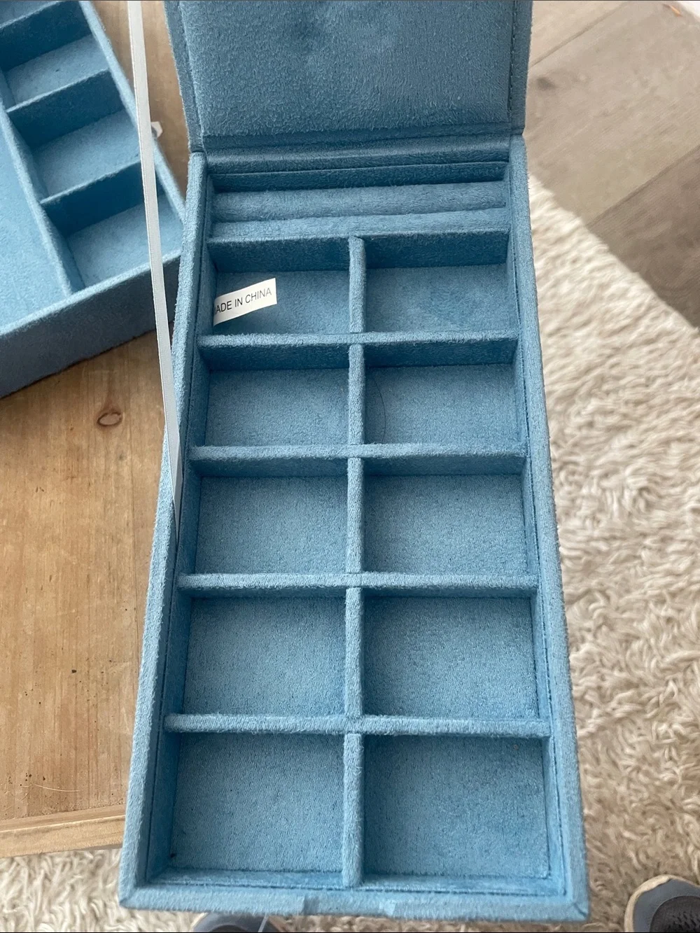 Reed & Barton Blue faux suede Jewelry Organizer Set with Multiple Trays